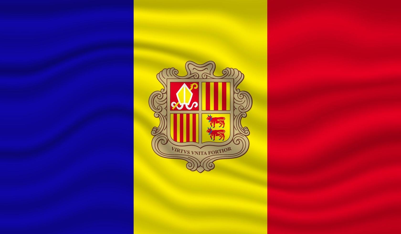 conception de vecteur de drapeau national andorre. drapeau andorre 3d agitant fond illustration vectorielle