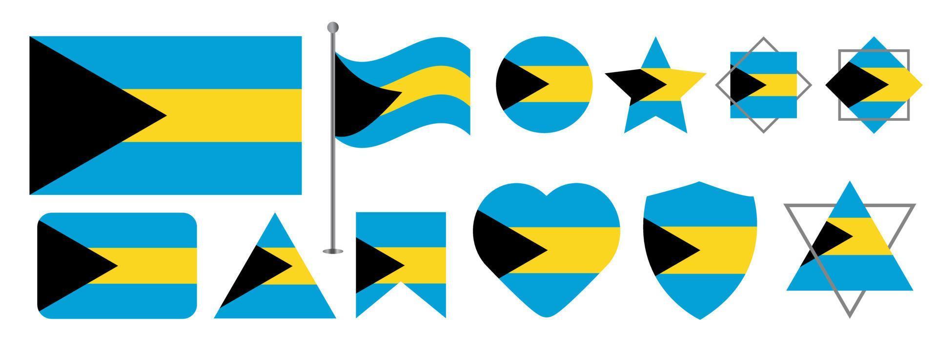 conception du drapeau des bahamas. ensemble de motifs vectoriels du drapeau national des bahamas. drapeau des bahamas illustration vectorielle vecteur