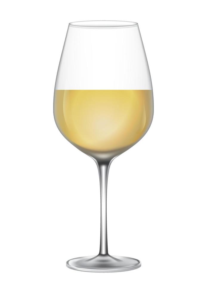 verres à vin avec du vin blanc. illustration vectorielle de verres à vin isolés sur fond blanc vecteur