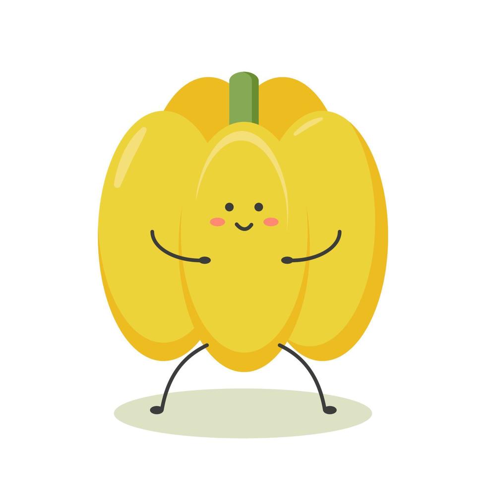 légumes sains mignon kawaii poivron jaune juteux vecteur