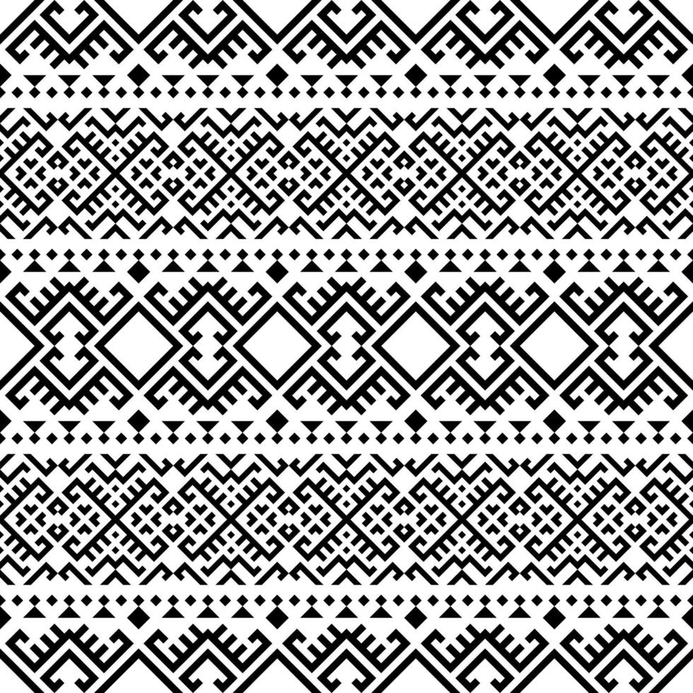 vecteur de conception de texture motif ethnique ikat sans couture en couleur blanc noir
