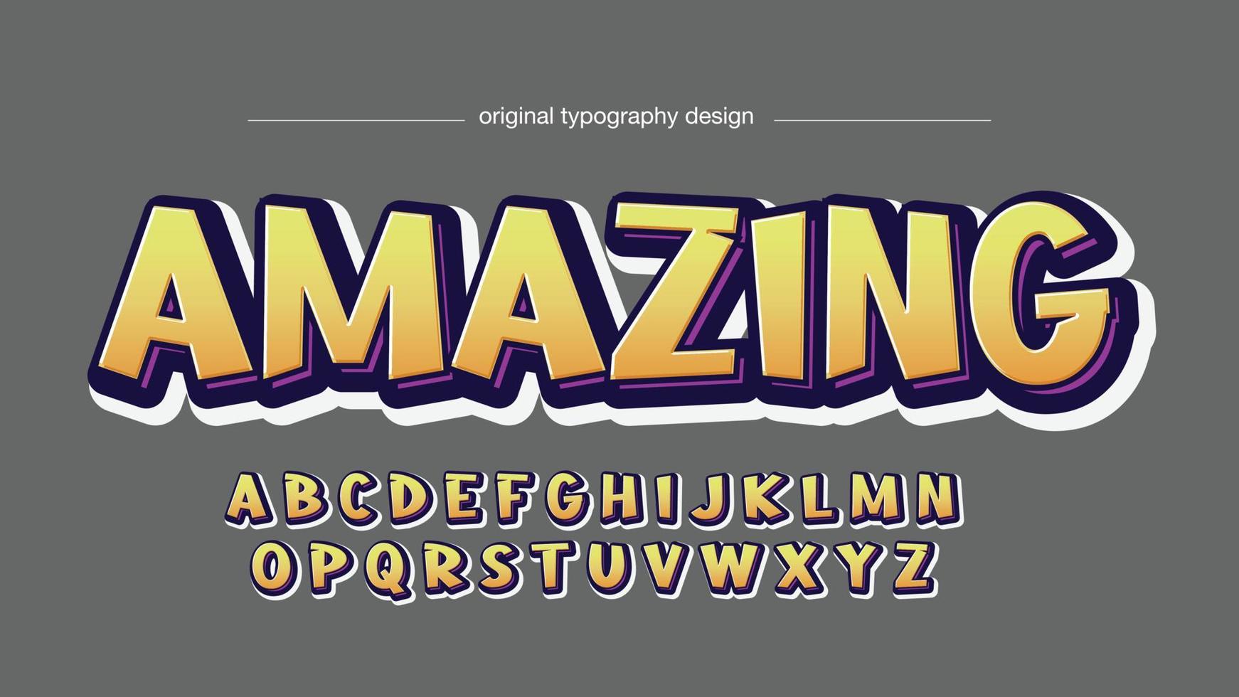 typographie d'affichage de dessin animé 3d jaune vecteur