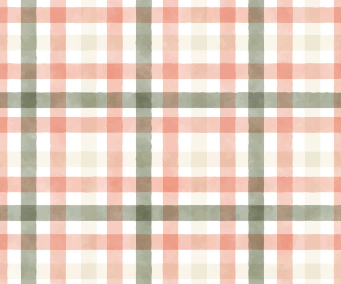 plaid aquarelle pastel sauge et pêche orange répéter le motif sans couture vecteur