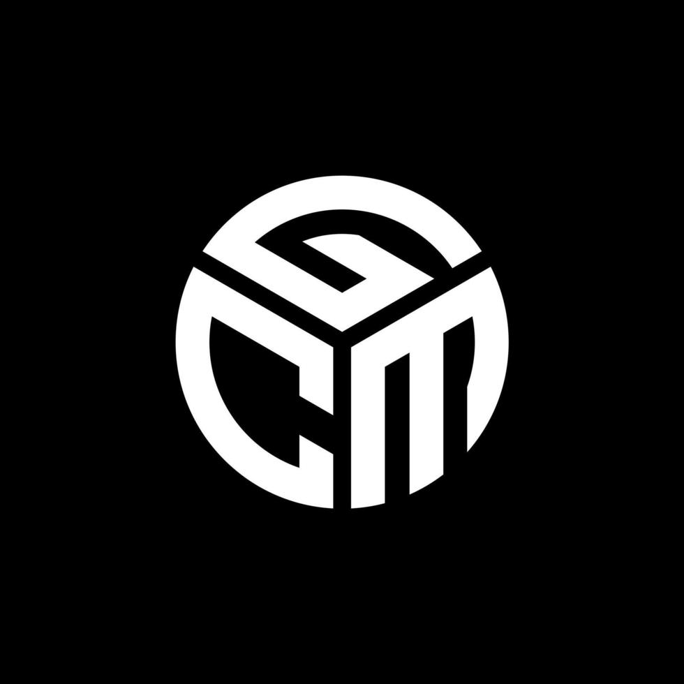 création de logo de lettre gcm sur fond noir. concept de logo de lettre initiales créatives gcm. conception de lettre gcm. vecteur
