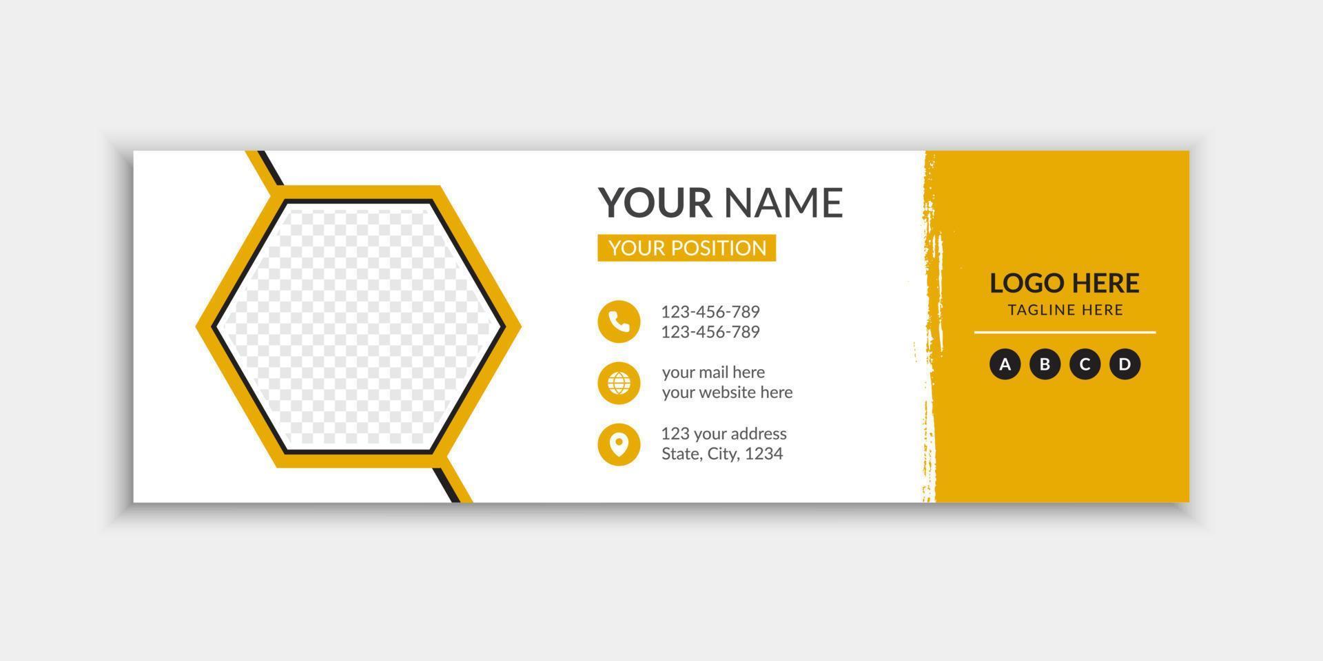 conception de modèle de signature de courrier électronique jaune créatif propre vecteur