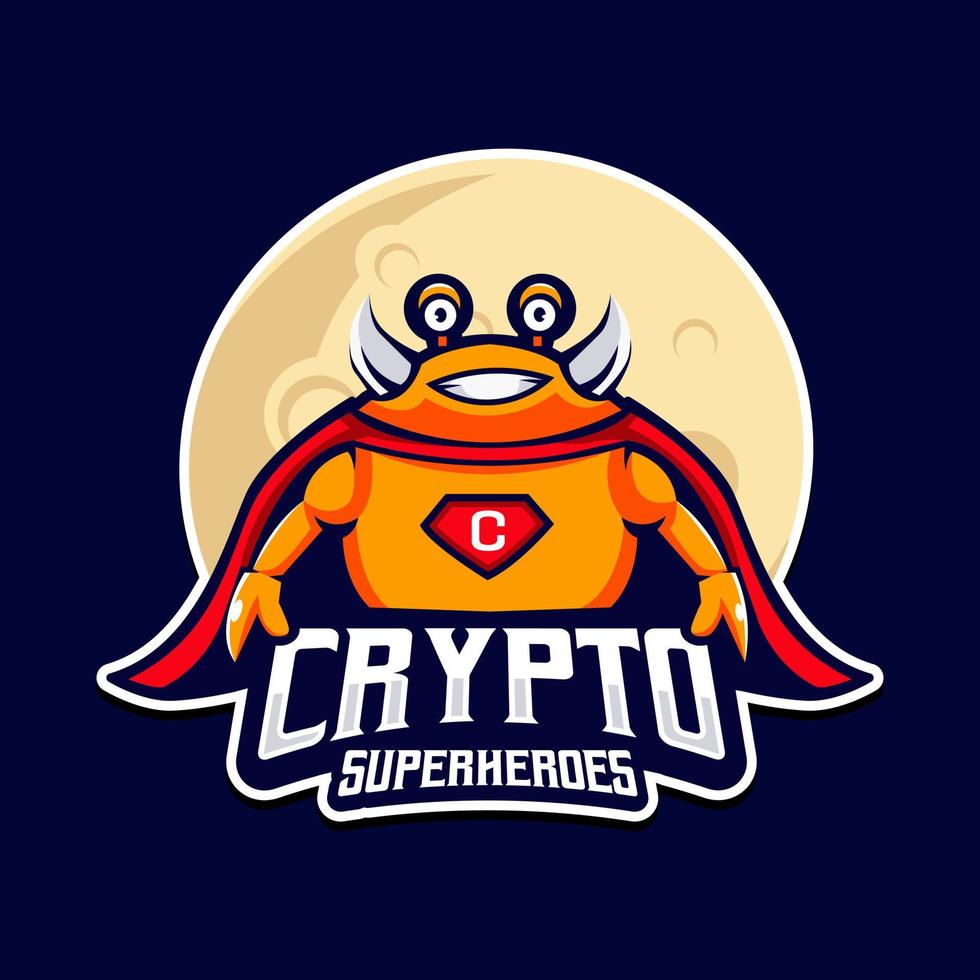 vecteur de conception de logo de mascotte de super-héros crypto