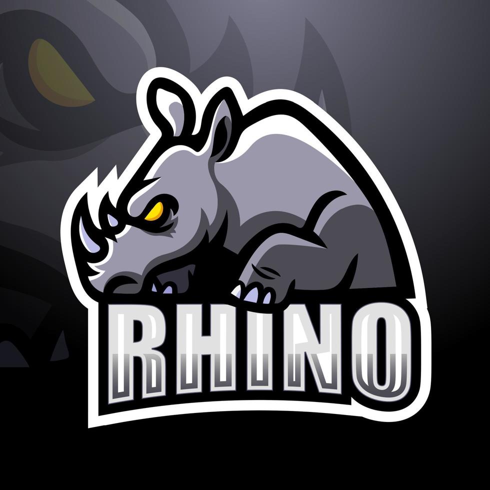 création de logo de mascotte de rhinocéros esport vecteur