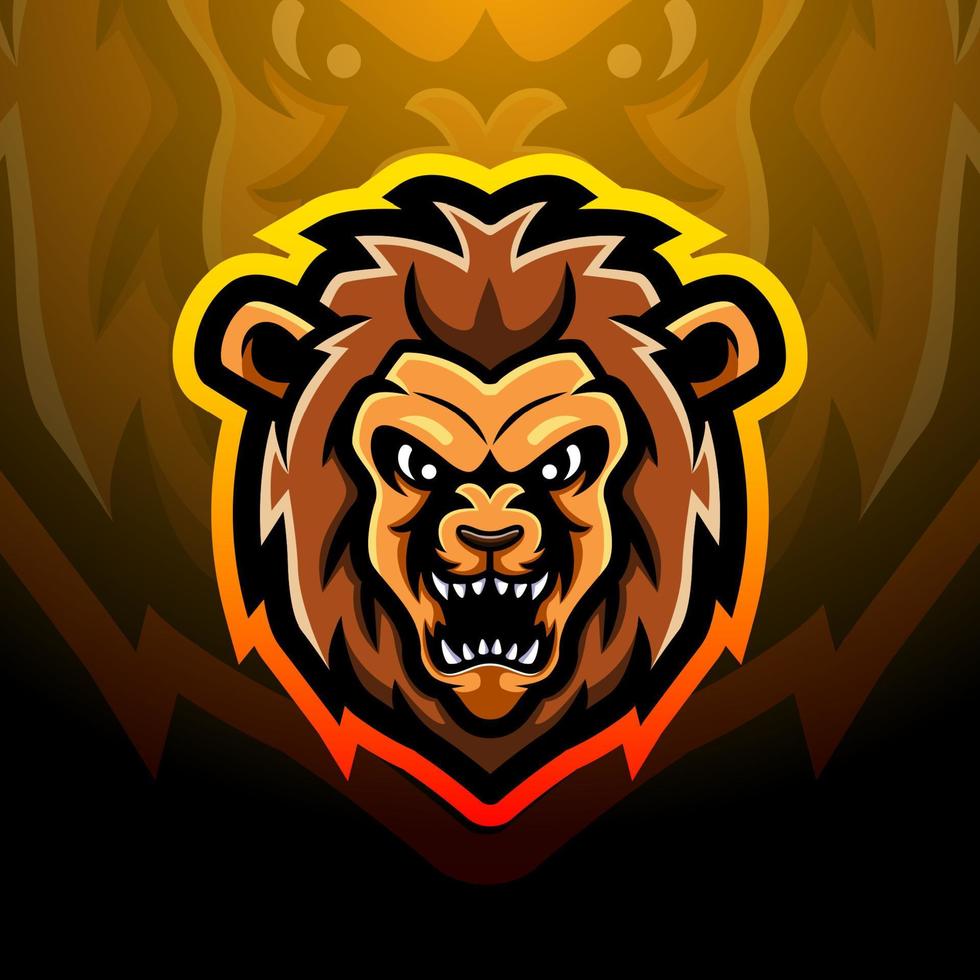 création de logo esport mascotte tête de lion vecteur