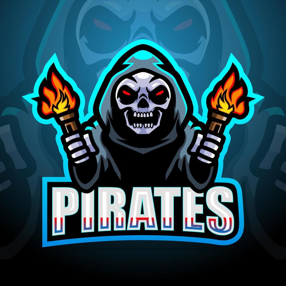 création de logo de mascotte esport crâne de pirate vecteur