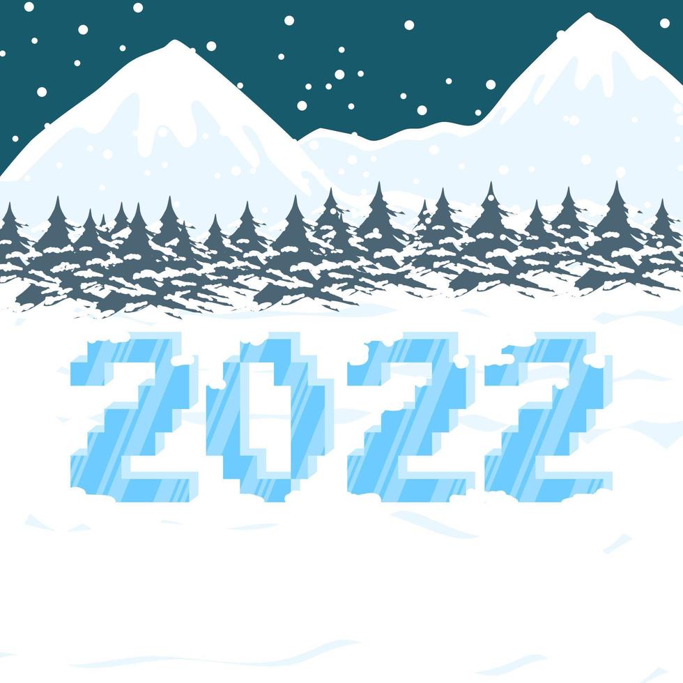 bonne année 2022 sur le thème de la glace vecteur