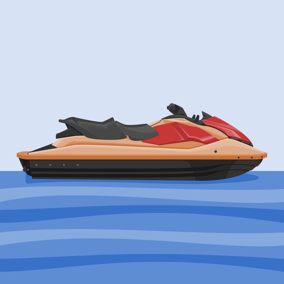 vue latérale modifiable motomarine ou scooter des mers sur l'illustration vectorielle de l'eau bleue calme pour l'élément d'illustration de la conception liée au transport ou aux loisirs vecteur