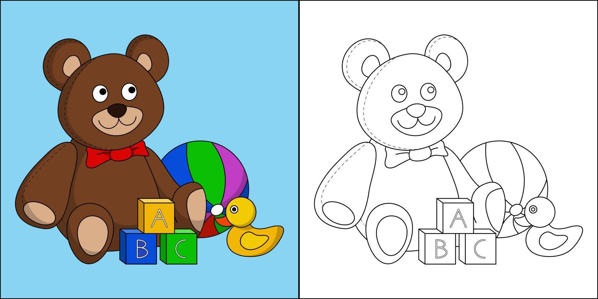 collection de jouets adaptés à l'illustration vectorielle de la page de coloriage pour enfants vecteur