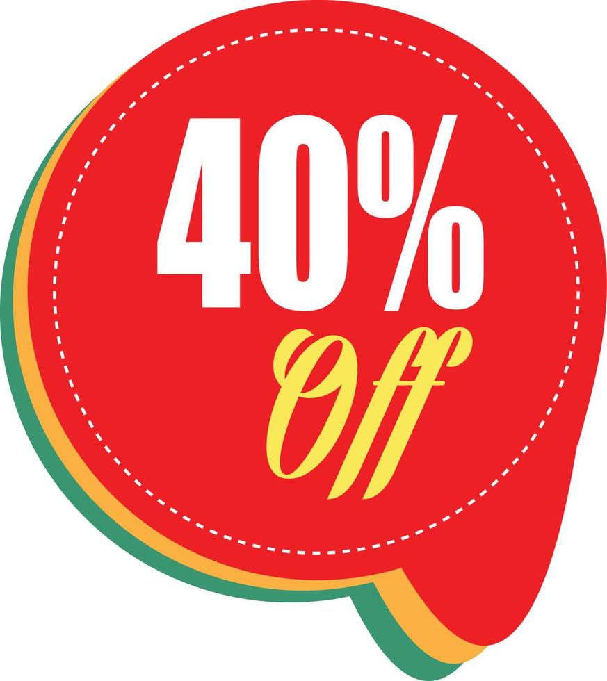 40 % de réduction sur la vente promotionnelle pour votre affiche de vente unique, bannière, remise, publicités vecteur