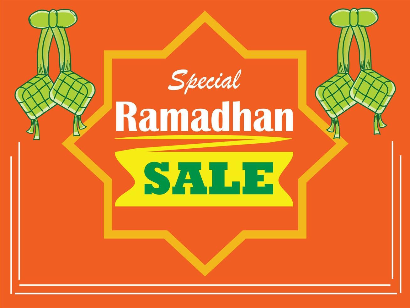 conception de promotion de modèle de bannière de vente ramadan avec couleur orange, adaptée à la promotion web et aux médias sociaux, illustration vectorielle. vecteur