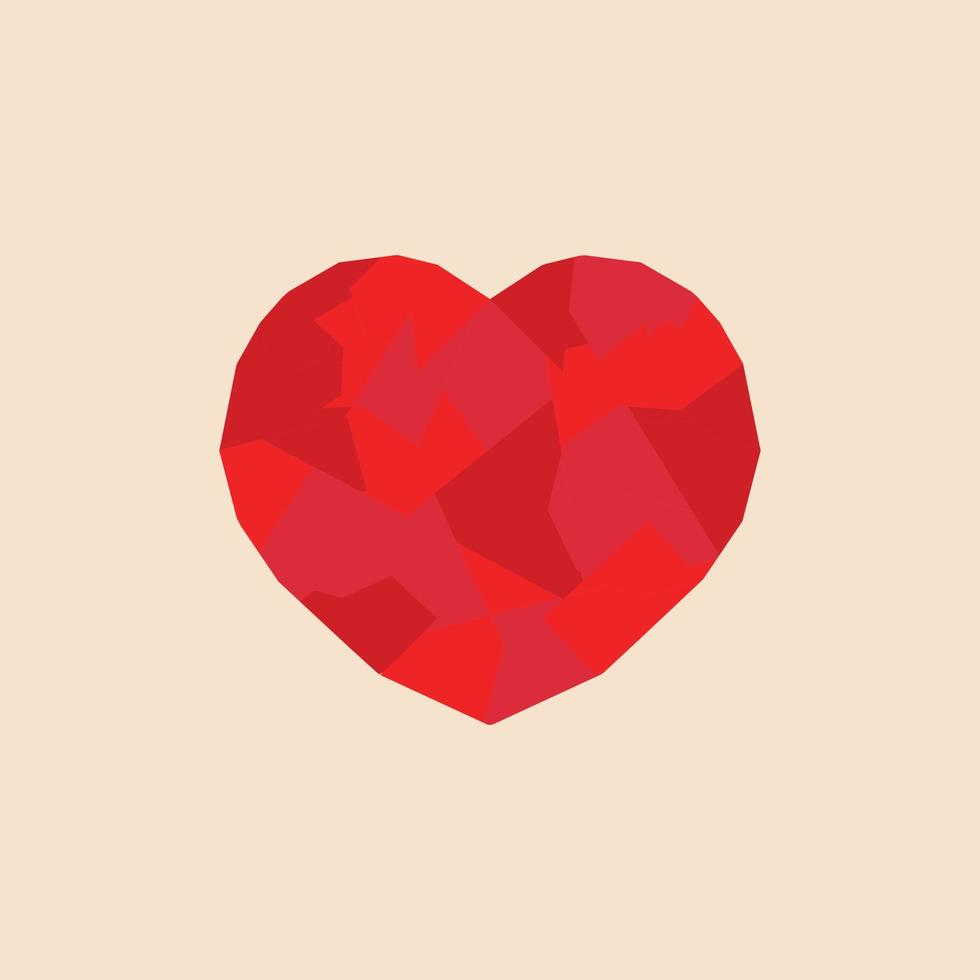 low poly d'amour. coeur icône illustration vectorielle vecteur