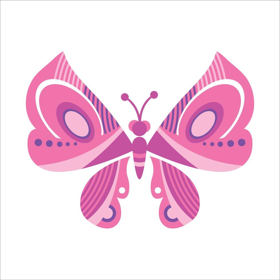 illustration vectorielle de papillon géométrie rose vecteur