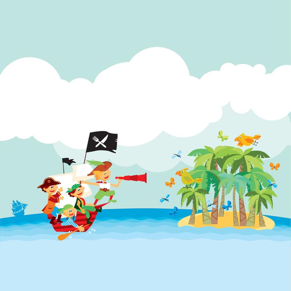 illustration vectorielle de pirate plage tropicale vecteur