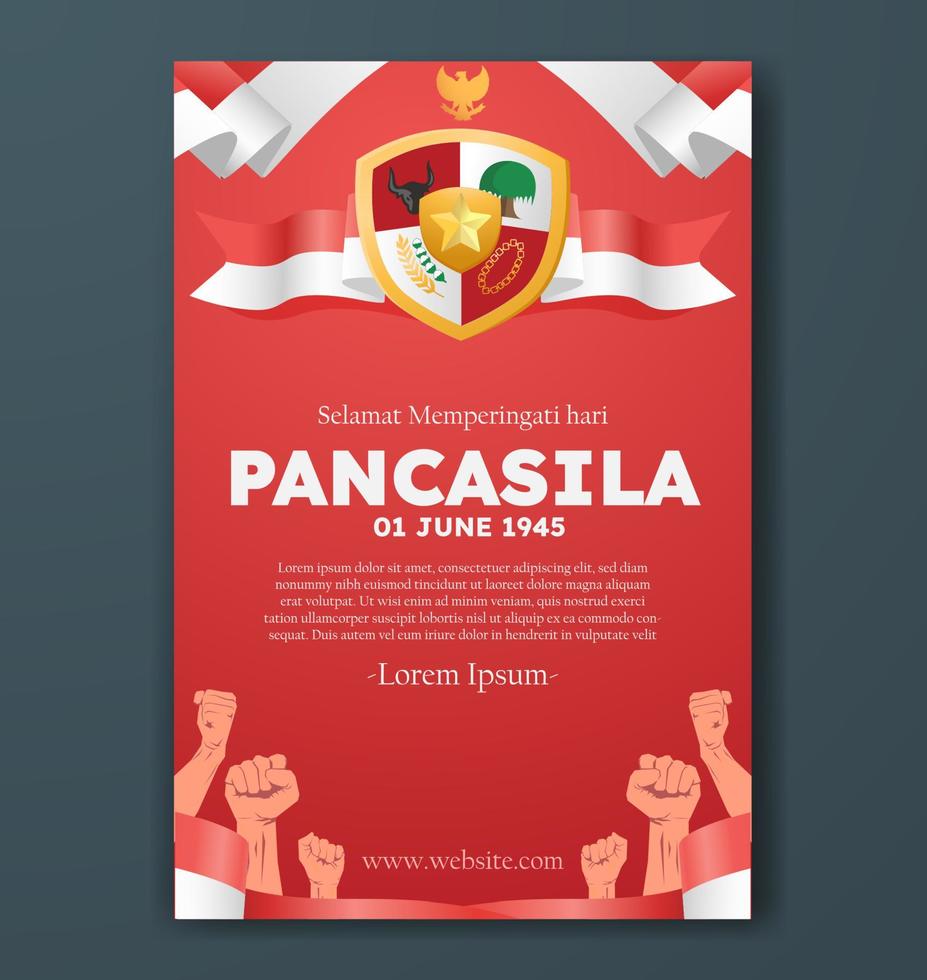 selamat hari pancasila signifie joyeux jour de pancasila post sur les médias sociaux affiche de voeux vecteur