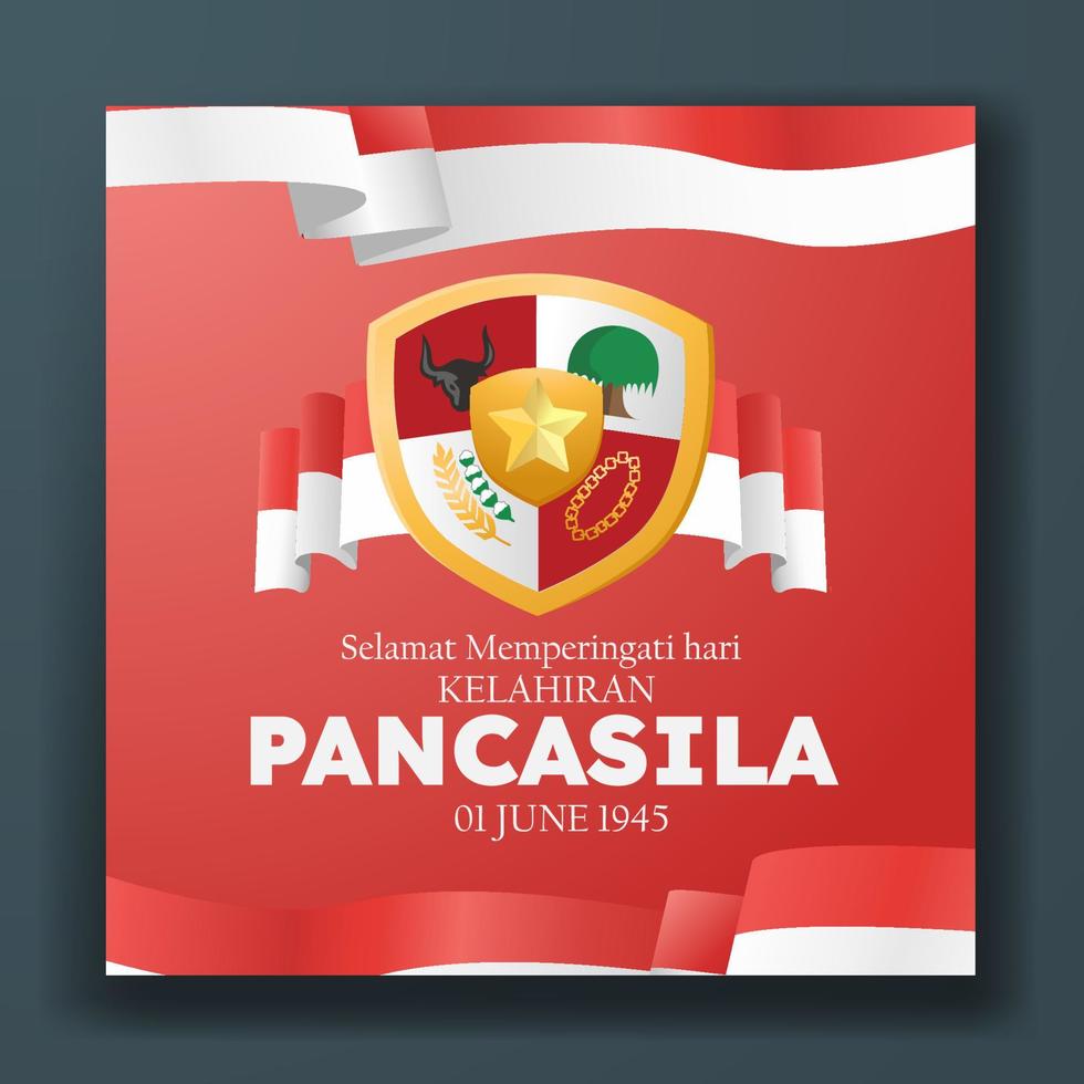 selamat hari pancasila signifie joyeux jour de pancasila post sur les médias sociaux affiche de voeux vecteur