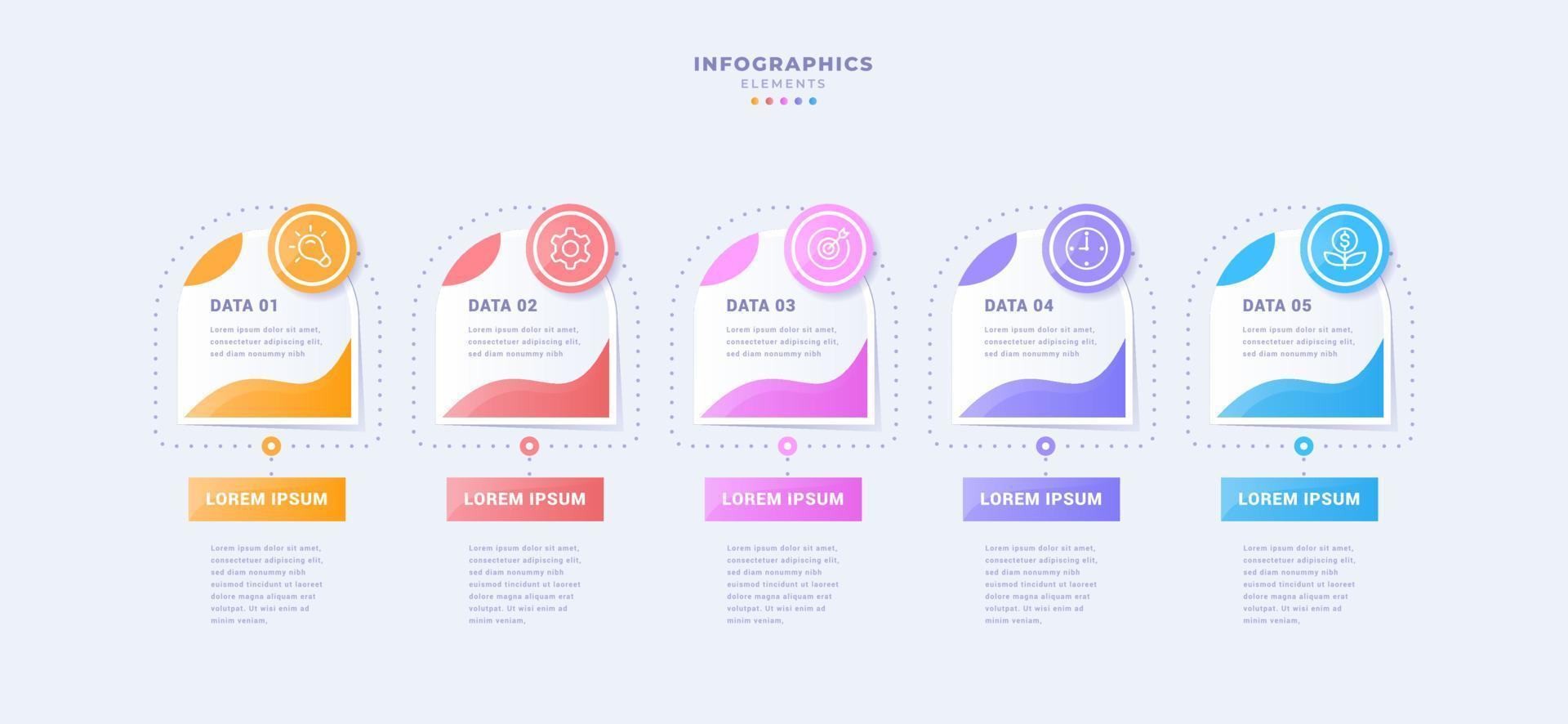 modèle d'infographie d'entreprise en cinq étapes vecteur