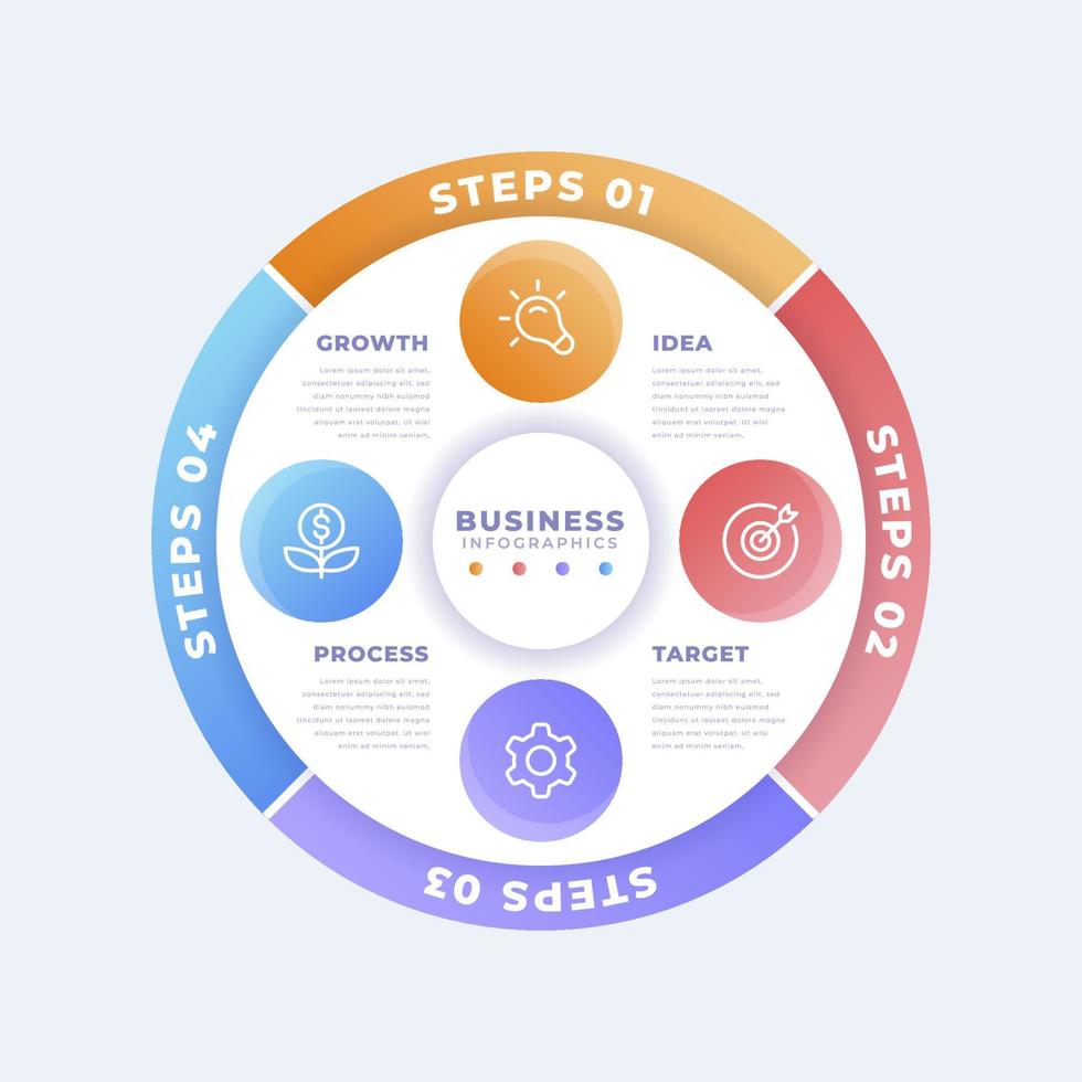 modèle d'infographie de diagramme circulaire dégradé vecteur