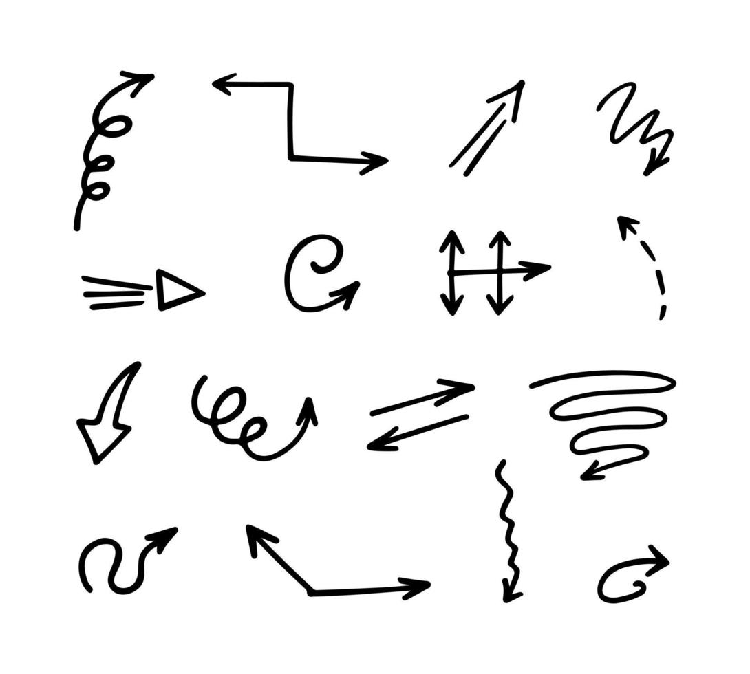 ensemble vectoriel de flèches dessinées à la main, éléments de présentation