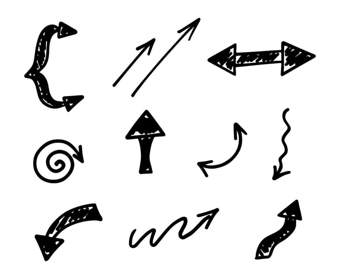 ensemble vectoriel de flèches dessinées à la main, éléments de présentation