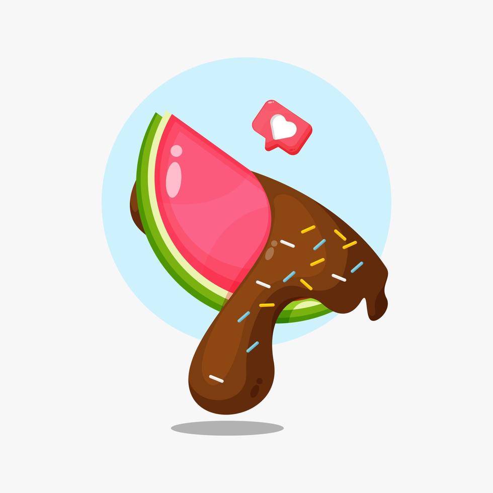 icône de pastèque recouverte de chocolat vecteur