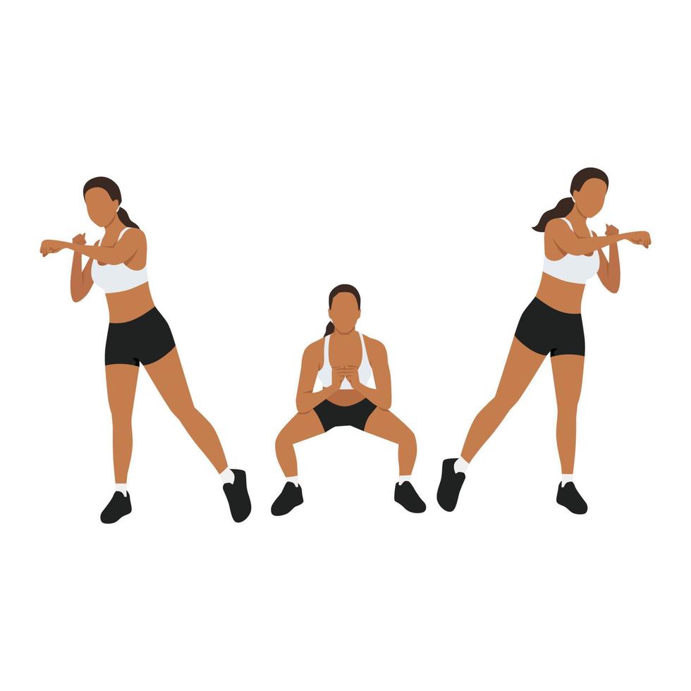 femme faisant de l'exercice boxer squat punch. illustration de vecteur plat isolé sur fond blanc