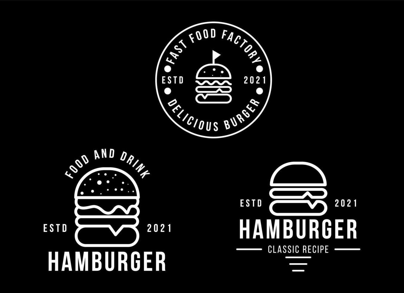 modèle de conception de logo de hamburger de style vintage vecteur