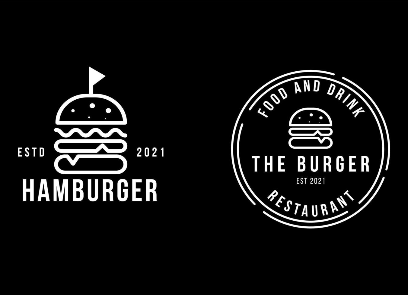 modèle de conception de logo de hamburger de style vintage vecteur