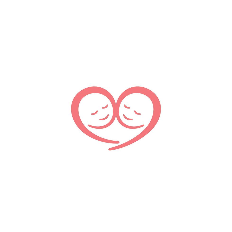 conception de logo ou d'icône de bébé et de coeur jumeau vecteur
