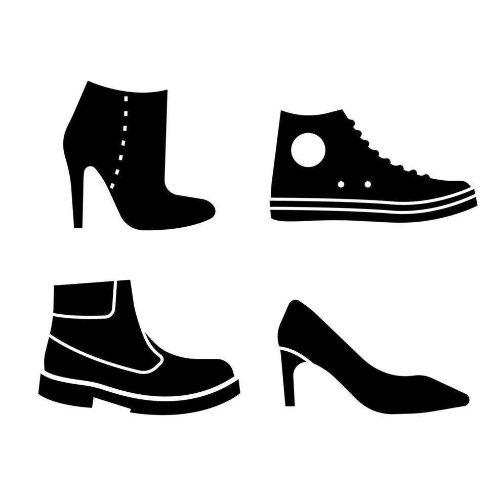 silhouette d'icône de chaussures. icône de bottes talons hauts. illustration vectorielle sur fond blanc isolé vecteur