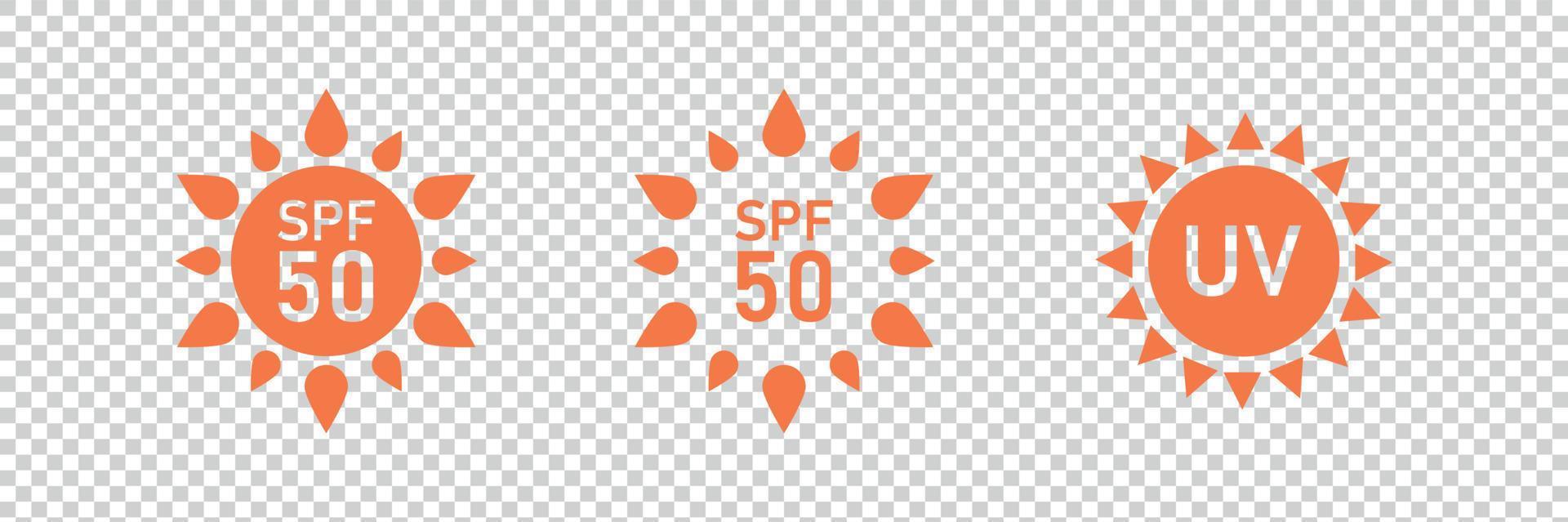 jeu d'étiquettes d'icônes de protection solaire spf 50. vecteur