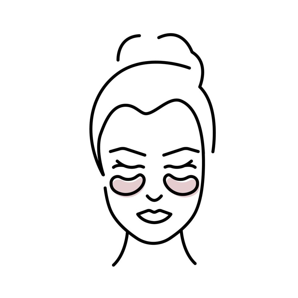 concept de ligne de patchs oculaires. journée spa pour le visage. femme prenant soin de sa peau. dessin au trait vectoriel pour les médias sociaux, bannière web, impression. illustration sur fond blanc