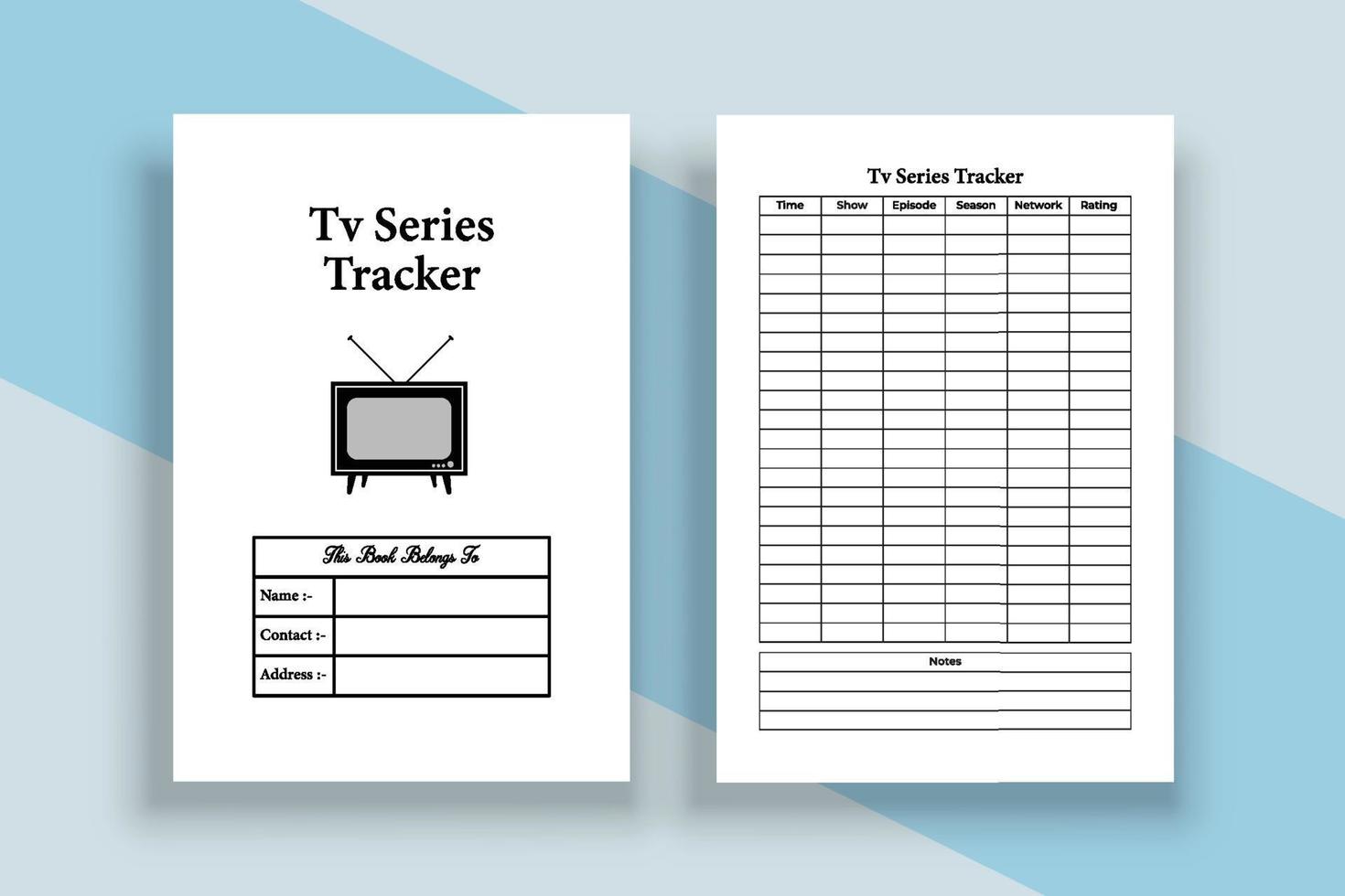 intérieur du tracker de série télévisée. informations sur les émissions de télévision quotidiennes et intérieur du suivi des épisodes. l'intérieur d'un journal de bord. série télévisée et modèle de journal de suivi des informations d'émission et de notation. vecteur