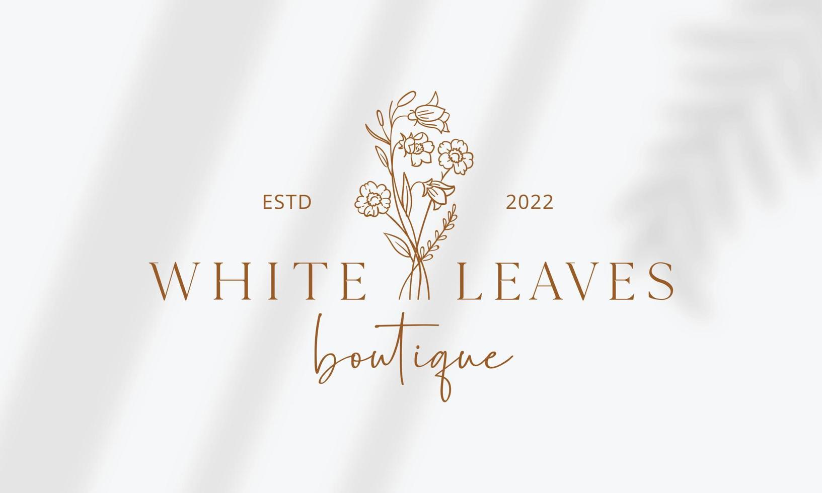 logo dessiné à la main d'élément floral botanique avec fleur et feuilles sauvages. logo pour spa et salon de beauté, boutique, magasin bio, mariage, designer floral, intérieur, photographie, cosmétique. vecteur