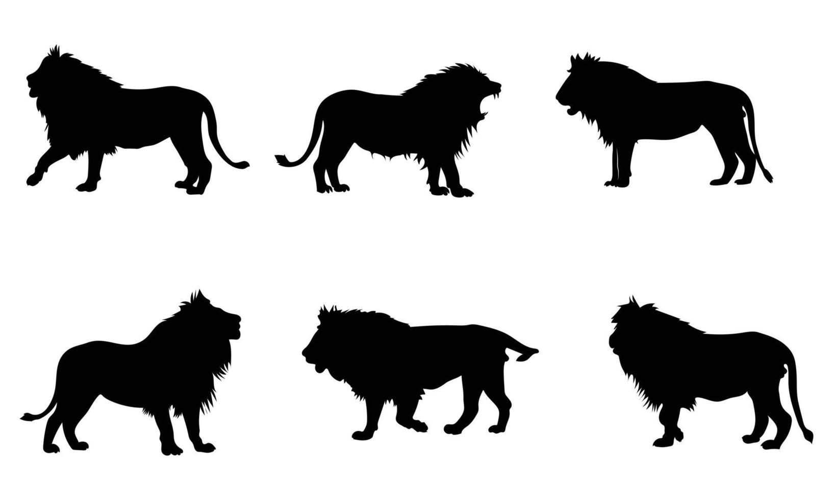 ensemble de silhouettes de lion. image vectorielle isolée sur fond blanc vecteur