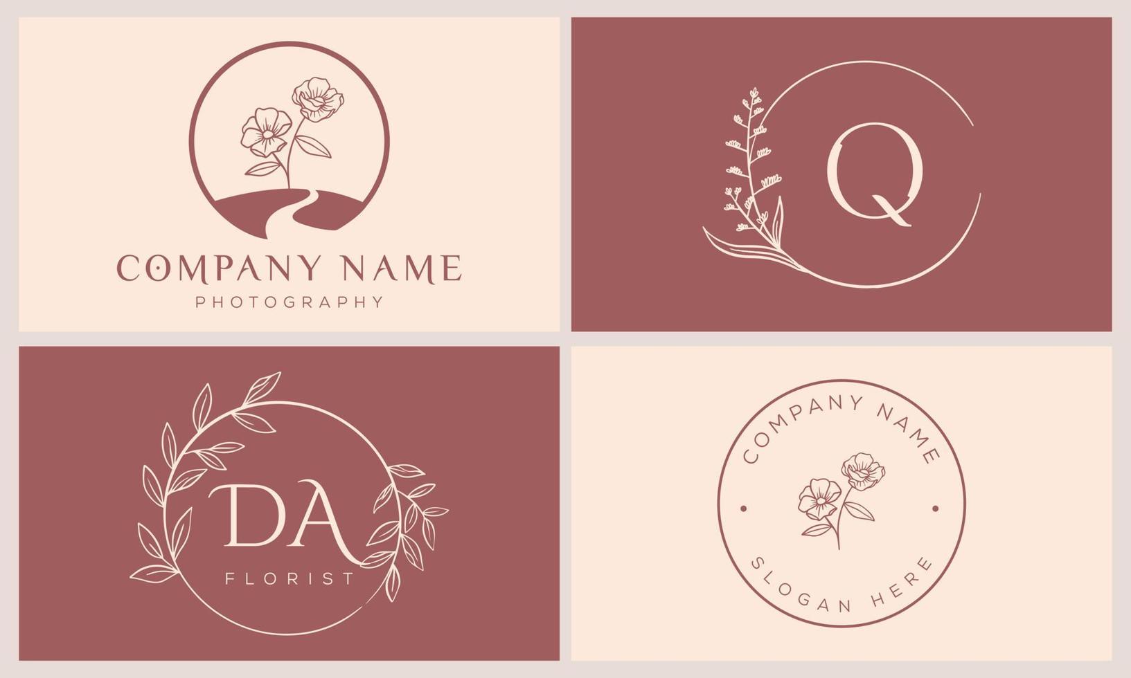 logo dessiné à la main d'élément floral botanique avec fleur et feuilles sauvages. logo pour spa et salon de beauté, boutique, magasin bio, mariage, designer floral, intérieur, photographie, cosmétique. vecteur