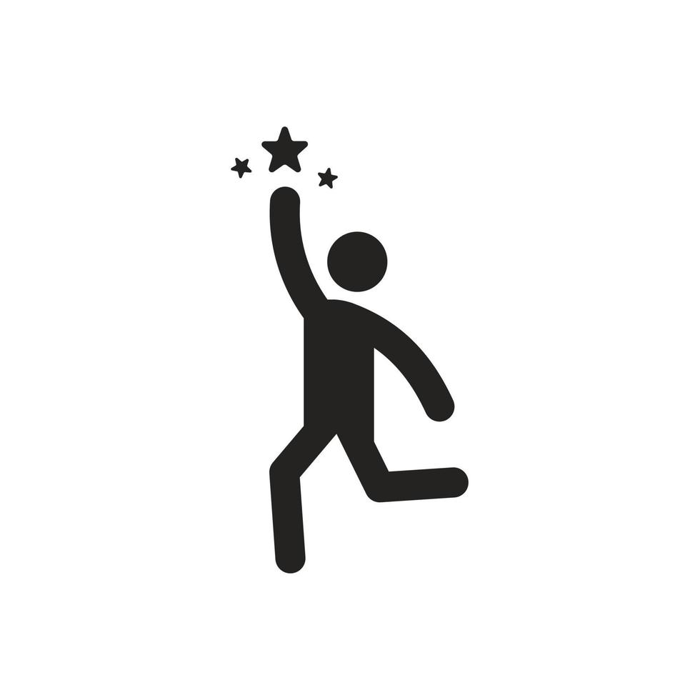 icône illustration de quelqu'un qui réussit, atteint l'étoile de rêve. vecteur
