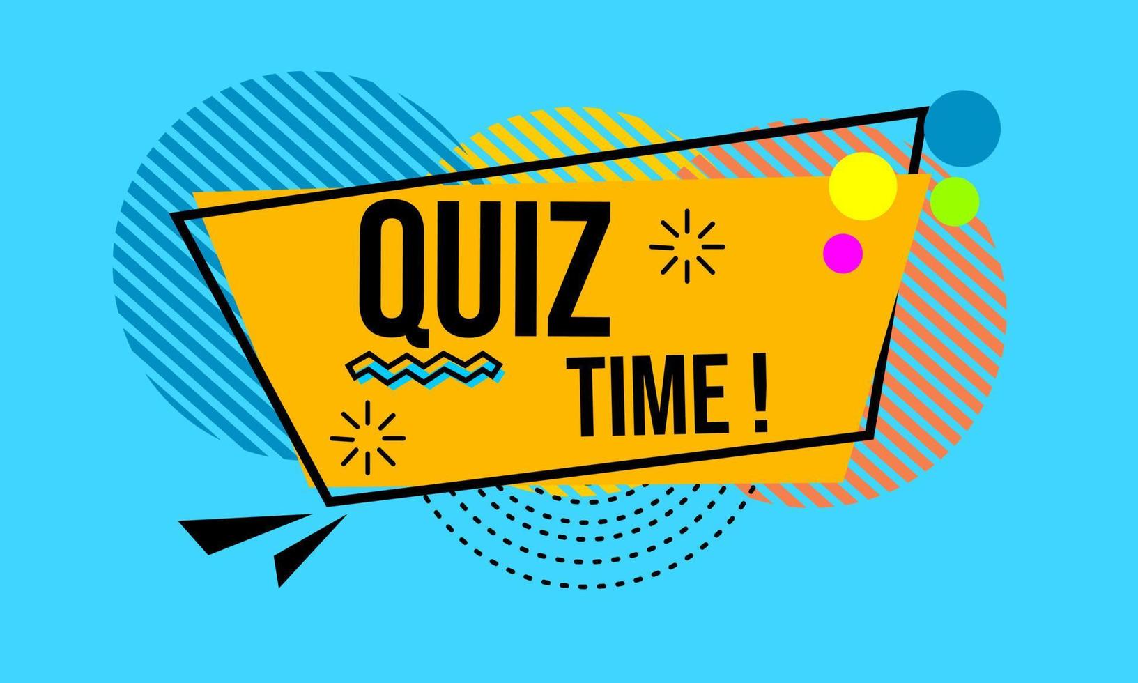 bannière de temps de quiz jaune de style memphis. conception pour la promotion vecteur