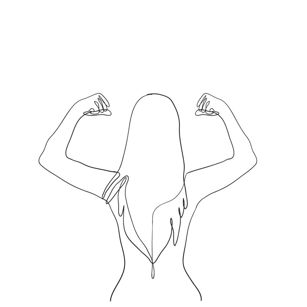 dessin au trait continu symbole du biceps féminin pour le vecteur d'illustration du pouvoir des filles