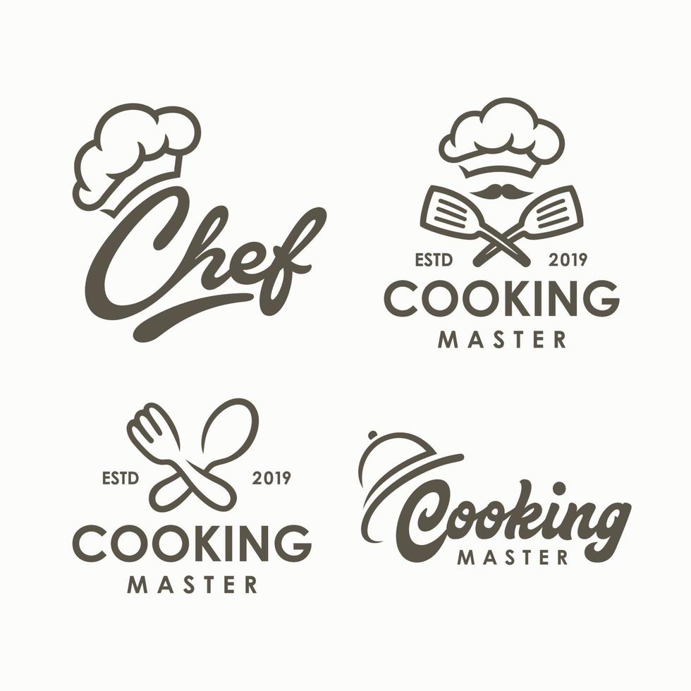 chef, modèle de logo de cuisine. illustration vectorielle vecteur