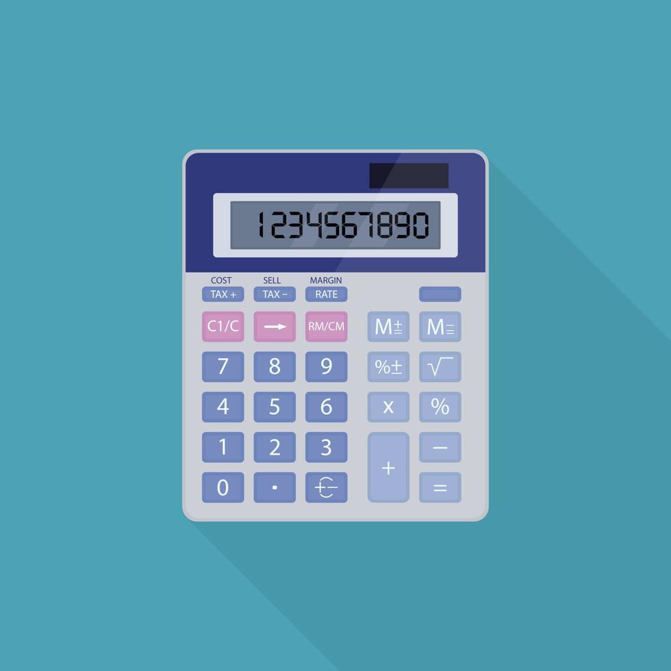 calculatrice. matériel scolaire pour les mathématiques. vue de dessus. conception de vecteur