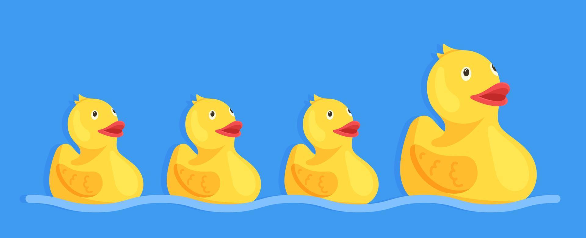 illustration vectorielle de canards en caoutchouc. canard en caoutchouc gonflable. jouet de canard jaune. vecteur