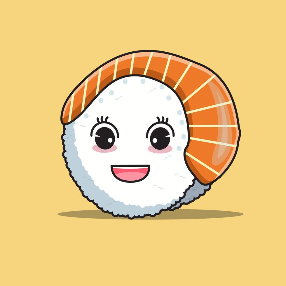illustration vectorielle du personnage de sushi avec une expression mignonne comme icône de la nourriture vecteur