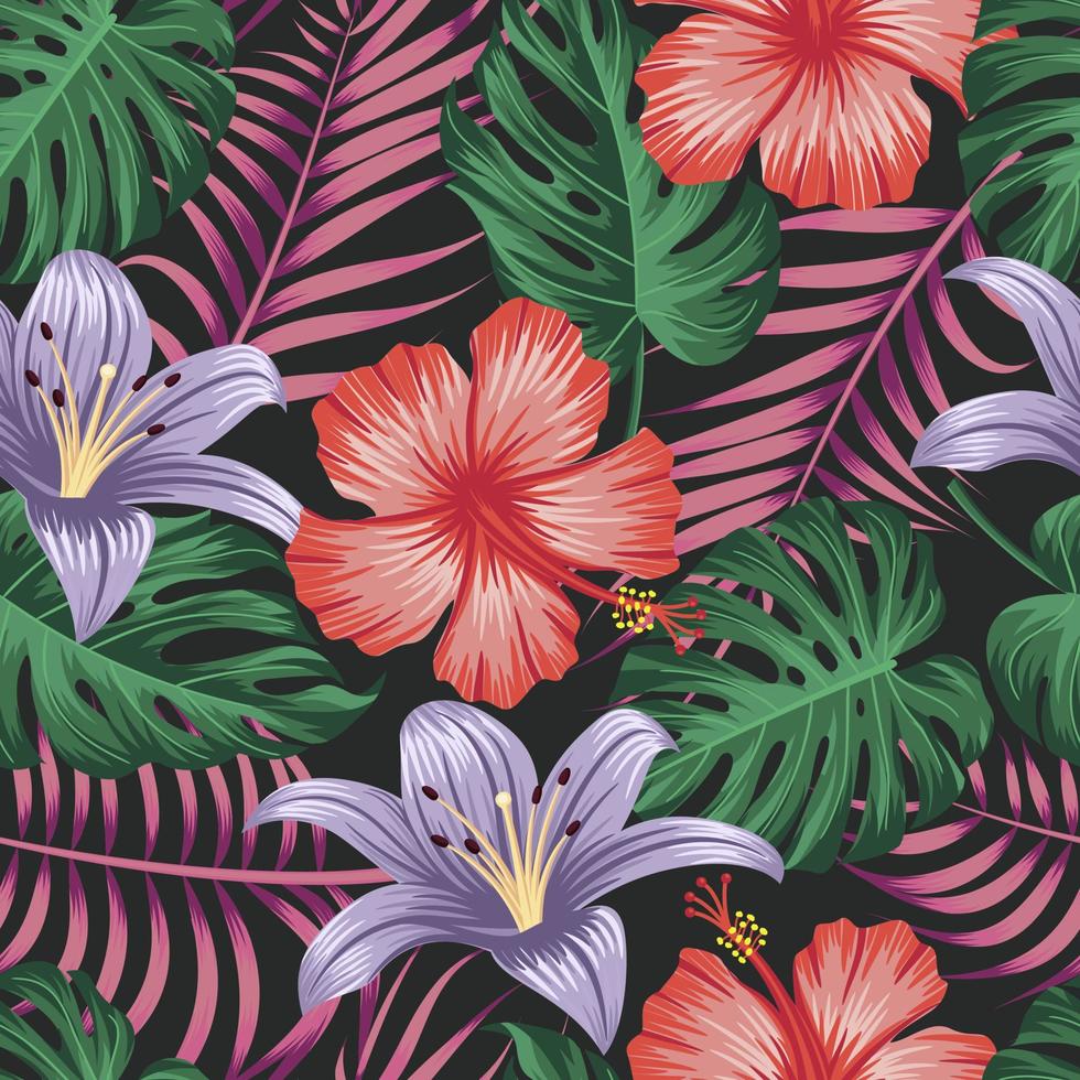 motif floral sans couture avec des feuilles. fond tropical vecteur