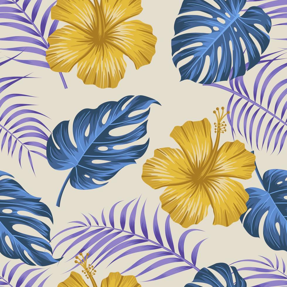 motif floral sans couture avec des feuilles. fond tropical vecteur