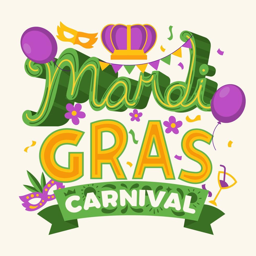 concept de typographie carnaval mardi gras vecteur