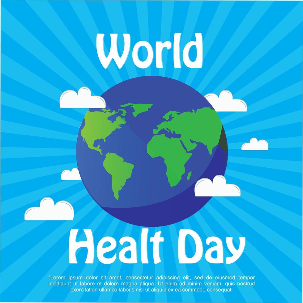 carte de voeux de la journée mondiale de la santé, avec des composants globe et cloud vecteur